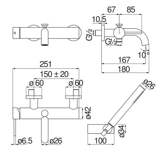 СМЕСИТЕЛЬ ДЛЯ ВАННЫ NOBILI VELIS VE125110RCP RED CANYON