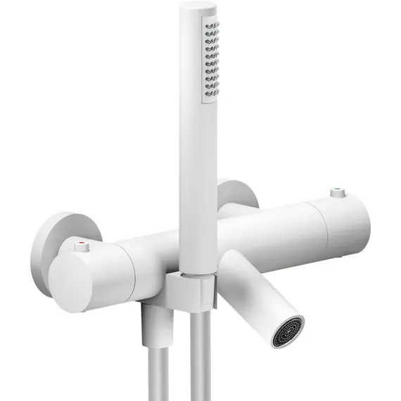 СМЕСИТЕЛЬ ДЛЯ ВАННЫ С ТЕРМОСТАТОМ NOBILI LIVE LV00010/2WM POLAR WHITE МАТОВЫЙ БЕЛЫЙ
