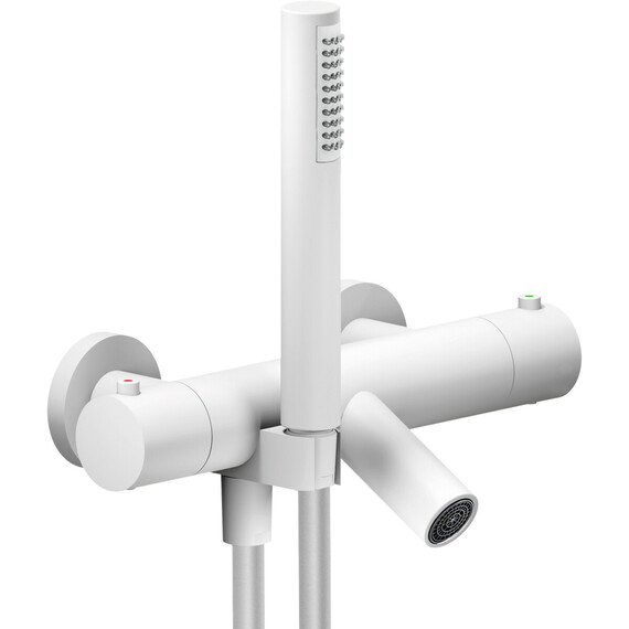 СМЕСИТЕЛЬ ДЛЯ ВАННЫ С ТЕРМОСТАТОМ NOBILI LIVE LV00010/2WM POLAR WHITE МАТОВЫЙ БЕЛЫЙ