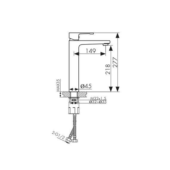 СМЕСИТЕЛЬ KAISER ELITE ДЛЯ РАКОВИНЫ ВЫСОКИЙ ХРОМ ЧЕРНЫЙ