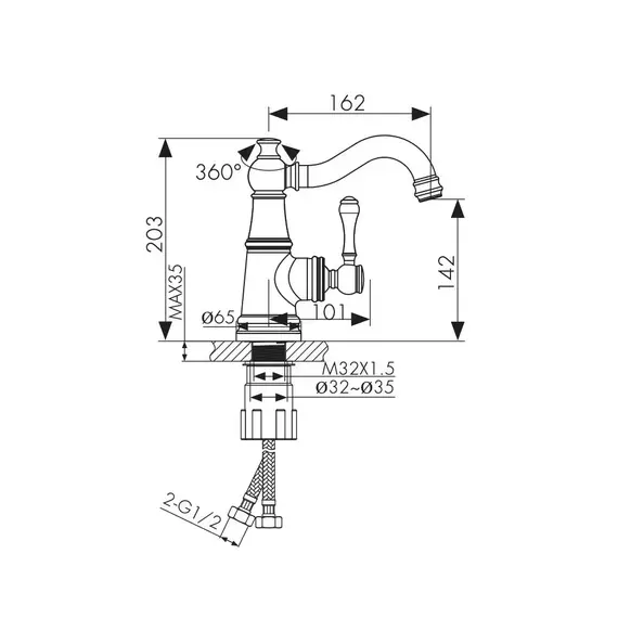 СМЕСИТЕЛЬ KAISER ARIA ДЛЯ РАКОВИНЫ, ЗОЛОТО