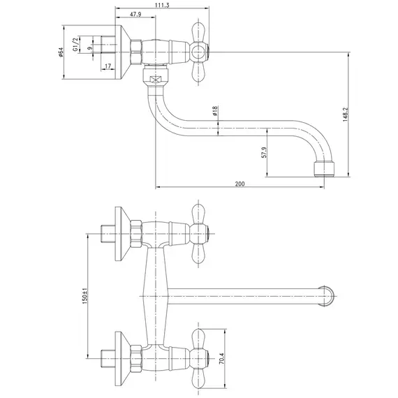 СМЕСИТЕЛЬ KAISER CARLSON ДЛЯ КУХНИ НАСТЕННЫЙ
