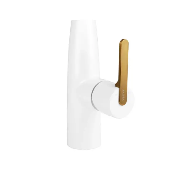СМЕСИТЕЛЬ KAISER CLARO ДЛЯ КУХНИ С ВЫТЯЖНОЙ ЛЕЙКОЙ WHITE MATT/BRUSHED GOLD