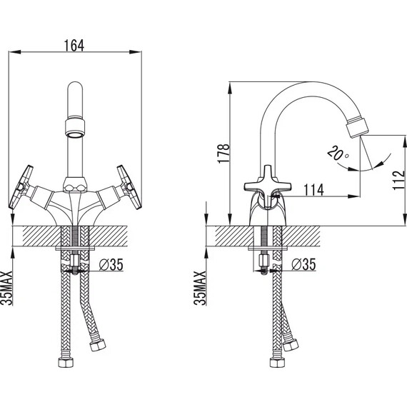 СМЕСИТЕЛЬ KAISER CRYSTAL ДЛЯ РАКОВИНЫ U-ИЗЛИВ