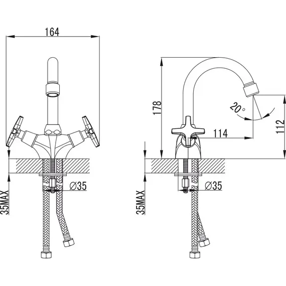 СМЕСИТЕЛЬ KAISER CRYSTAL ДЛЯ РАКОВИНЫ U-ИЗЛИВ
