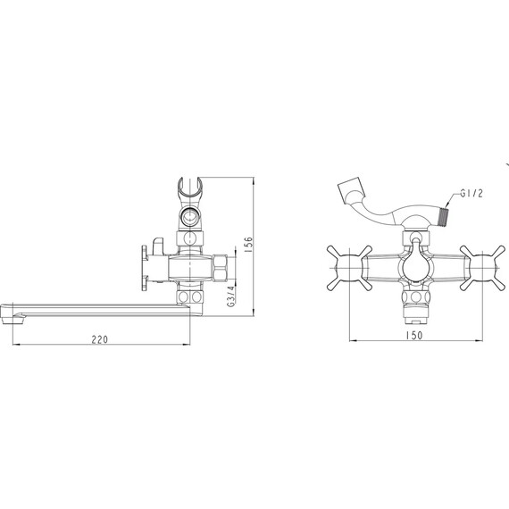 СМЕСИТЕЛЬ KAISER CUATRO ДЛЯ ВАННЫ С ДУШЕМ 4-ЛИСТНИК
