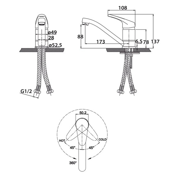 СМЕСИТЕЛЬ KAISER COUNTY ДЛЯ ДЛЯ РАКОВИНЫ ПОВОРОТНЫЙ