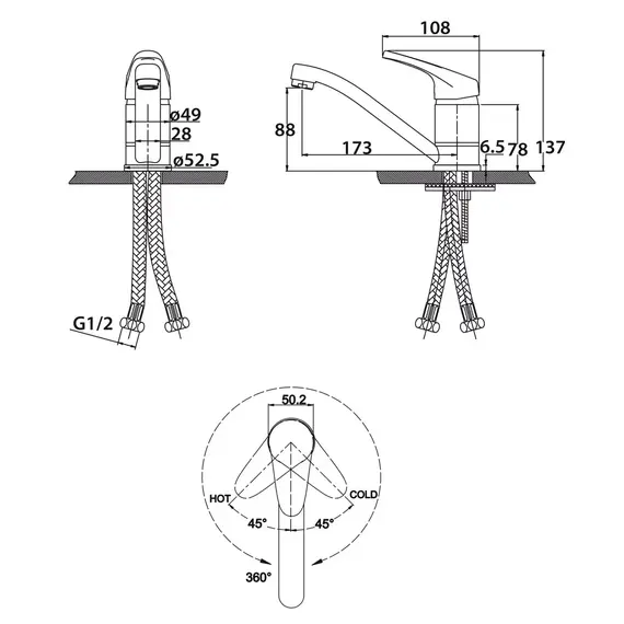 СМЕСИТЕЛЬ KAISER COUNTY ДЛЯ ДЛЯ РАКОВИНЫ ПОВОРОТНЫЙ