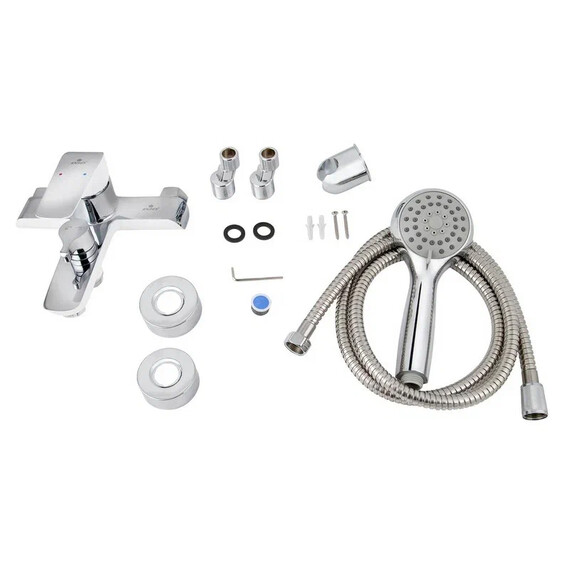 СМЕСИТЕЛЬ KAISER GLORY ДЛЯ ВАННЫ С ДУШЕМ ХРОМ БЕЛЫЙ