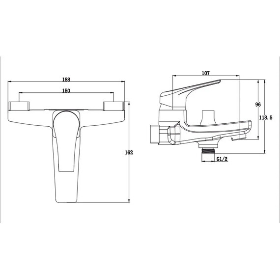 СМЕСИТЕЛЬ KAISER CLEVER ДЛЯ ВАННЫ С ДУШЕМ