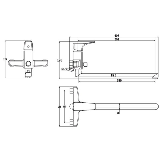 СМЕСИТЕЛЬ KAISER CLEVER ДЛЯ ВАННЫ С ДУШЕМ