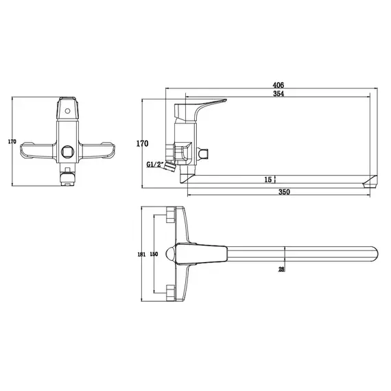 СМЕСИТЕЛЬ KAISER CLEVER ДЛЯ ВАННЫ С ДУШЕМ