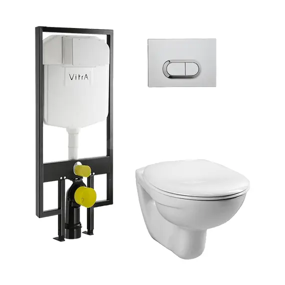 КОМПЛЕКТ ПОДВЕСНОЙ УНИТАЗ VITRA NORMUS, СИСТЕМА ИНСТАЛЛЯЦИИ VITRA V12, КНОПКА LOOP O ГЛЯНЦЕВЫЙ ХРОМ, СИДЕНЬЕ СТАНДАРТ