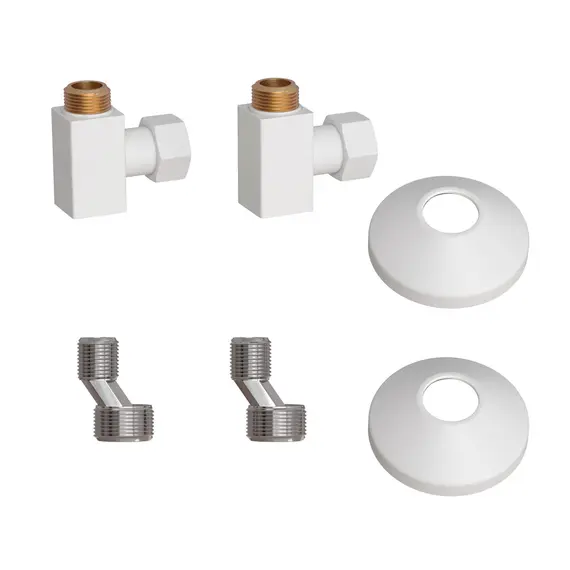 КОМПЛЕКТ ПОДКЛЮЧЕНИЯ ДЛЯ ПОЛОТЕНЦЕСУШИТЕЛЯ POINT PN00012W 3/4"Х1/2" Г/Ш (КВАДРАТ), БЕЛЫЙ