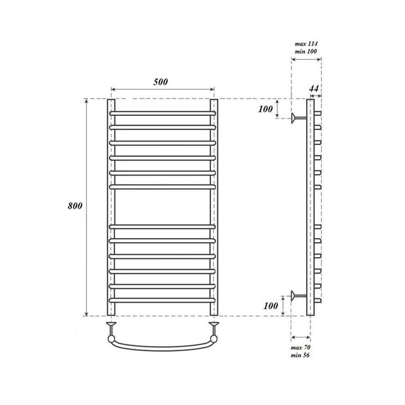 ПОЛОТЕНЦЕСУШИТЕЛЬ ВОДЯНОЙ POINT АЛЬФА PN05158S П12 500X800, ХРОМ