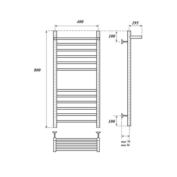 ПОЛОТЕНЦЕСУШИТЕЛЬ ВОДЯНОЙ POINT АВРОРА ПРЕМИУМ PN10148SP П11 400X800 С ПОЛКОЙ, ХРОМ