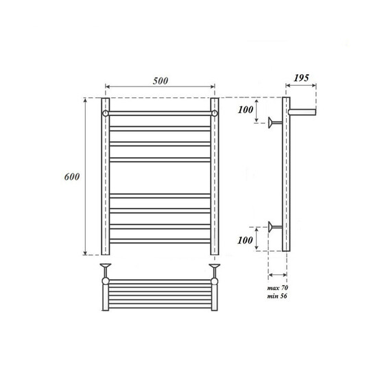 ПОЛОТЕНЦЕСУШИТЕЛЬ ВОДЯНОЙ POINT АВРОРА ПРЕМИУМ PN10156SP П7 500X600 С ПОЛКОЙ, ХРОМ