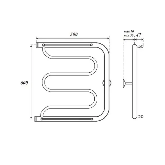 ПОЛОТЕНЦЕСУШИТЕЛЬ ВОДЯНОЙ POINT PN25665P 600X500 ФОКСТРОТ С ПОЛКОЙ, ХРОМ