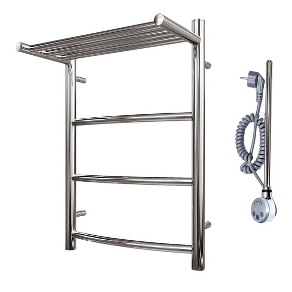 ПОЛОТЕНЦЕСУШИТЕЛЬ ЭЛЕКТРИЧЕСКИЙ POINT АФИНА PN04146PE П3 400X600 С ПОЛКОЙ ЛЕВЫЙ/ПРАВЫЙ, ХРОМ