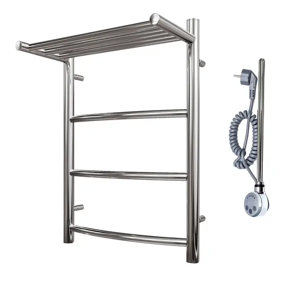 ПОЛОТЕНЦЕСУШИТЕЛЬ ЭЛЕКТРИЧЕСКИЙ POINT АФИНА PN04146PE П3 400X600 С ПОЛКОЙ ЛЕВЫЙ/ПРАВЫЙ, ХРОМ