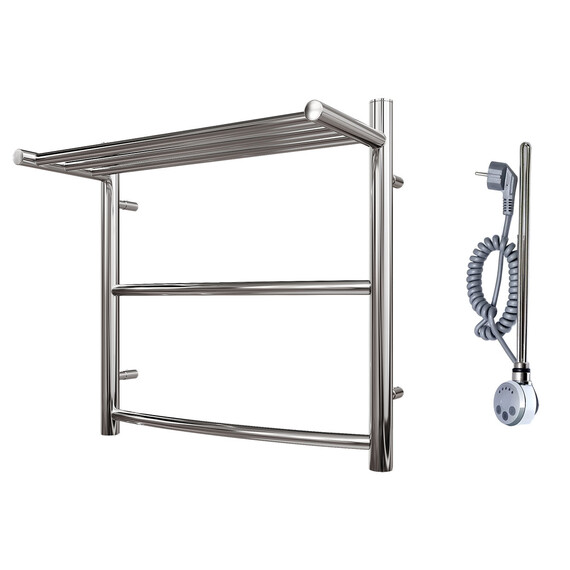 ПОЛОТЕНЦЕСУШИТЕЛЬ ЭЛЕКТРИЧЕСКИЙ POINT АФИНА PN04155PE П2 500X500 С ПОЛКОЙ ЛЕВЫЙ/ПРАВЫЙ, ХРОМ