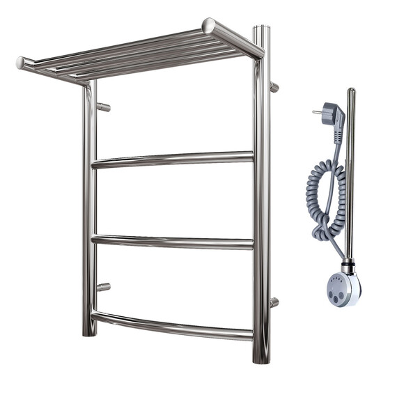 ПОЛОТЕНЦЕСУШИТЕЛЬ ЭЛЕКТРИЧЕСКИЙ POINT АФИНА PN04156PE П3 500X600 С ПОЛКОЙ ЛЕВЫЙ/ПРАВЫЙ, ХРОМ