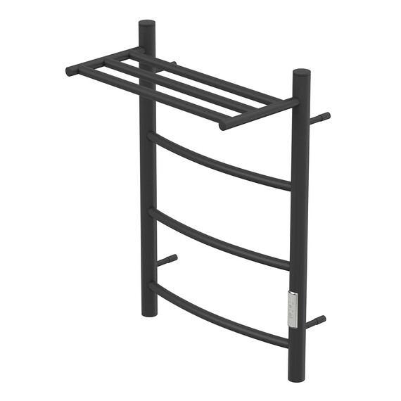 ПОЛОТЕНЦЕСУШИТЕЛЬ ЭЛЕКТРИЧЕСКИЙ POINT АФИНА PN04846PB П3 400X600 С ПОЛКОЙ, ДИММЕР СПРАВА, ЧЕРНЫЙ