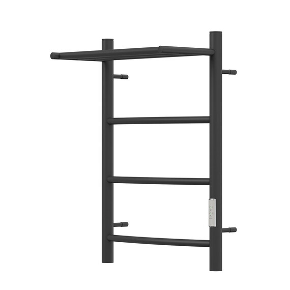 ПОЛОТЕНЦЕСУШИТЕЛЬ ЭЛЕКТРИЧЕСКИЙ POINT АФИНА PN04846PB П3 400X600 С ПОЛКОЙ, ДИММЕР СПРАВА, ЧЕРНЫЙ