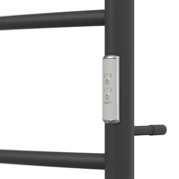 ПОЛОТЕНЦЕСУШИТЕЛЬ ЭЛЕКТРИЧЕСКИЙ POINT АФИНА PN04846PB П3 400X600 С ПОЛКОЙ, ДИММЕР СПРАВА, ЧЕРНЫЙ