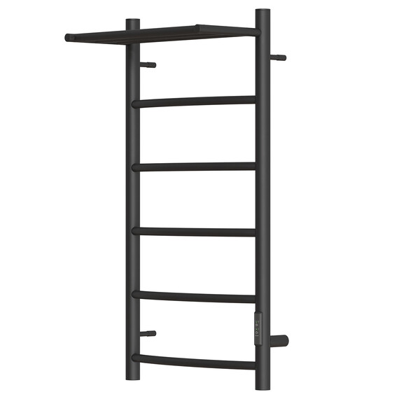 ПОЛОТЕНЦЕСУШИТЕЛЬ ЭЛЕКТРИЧЕСКИЙ POINT АФИНА PN04848PB П5 400X800 С ПОЛКОЙ, ДИММЕР СПРАВА, ЧЕРНЫЙ