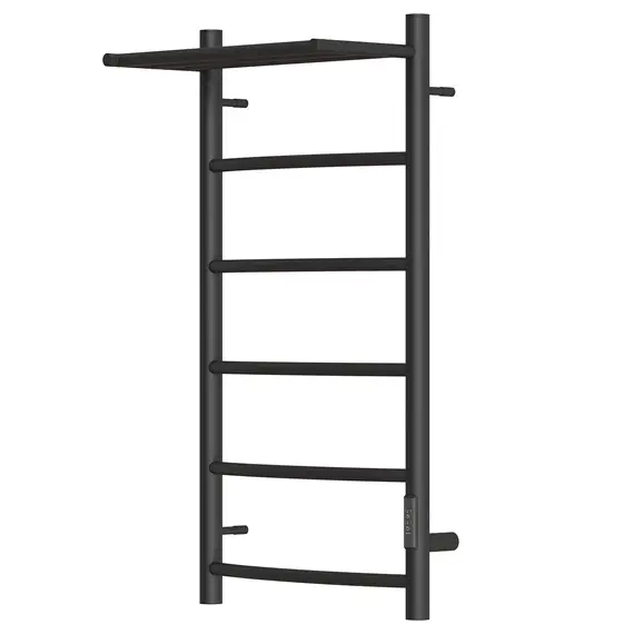 ПОЛОТЕНЦЕСУШИТЕЛЬ ЭЛЕКТРИЧЕСКИЙ POINT АФИНА PN04848PB П5 400X800 С ПОЛКОЙ, ДИММЕР СПРАВА, ЧЕРНЫЙ