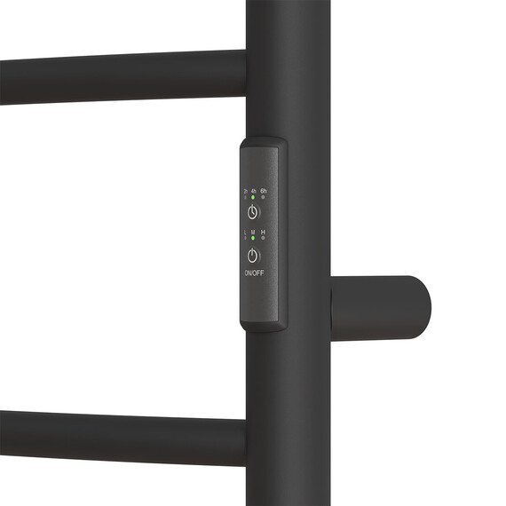 ПОЛОТЕНЦЕСУШИТЕЛЬ ЭЛЕКТРИЧЕСКИЙ POINT АФИНА PN04848PB П5 400X800 С ПОЛКОЙ, ДИММЕР СПРАВА, ЧЕРНЫЙ