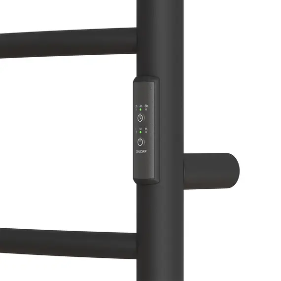 ПОЛОТЕНЦЕСУШИТЕЛЬ ЭЛЕКТРИЧЕСКИЙ POINT АФИНА PN04848PB П5 400X800 С ПОЛКОЙ, ДИММЕР СПРАВА, ЧЕРНЫЙ