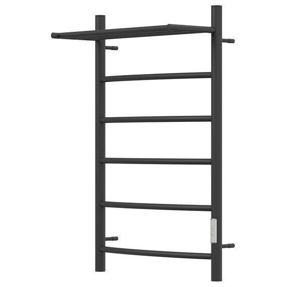 ПОЛОТЕНЦЕСУШИТЕЛЬ ЭЛЕКТРИЧЕСКИЙ POINT АФИНА PN04858PB П5 500X800 С ПОЛКОЙ, ДИММЕР СПРАВА, ЧЕРНЫЙ