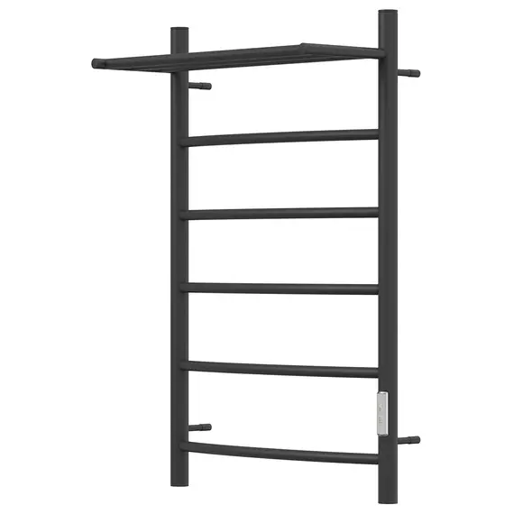 ПОЛОТЕНЦЕСУШИТЕЛЬ ЭЛЕКТРИЧЕСКИЙ POINT АФИНА PN04858PB П5 500X800 С ПОЛКОЙ, ДИММЕР СПРАВА, ЧЕРНЫЙ