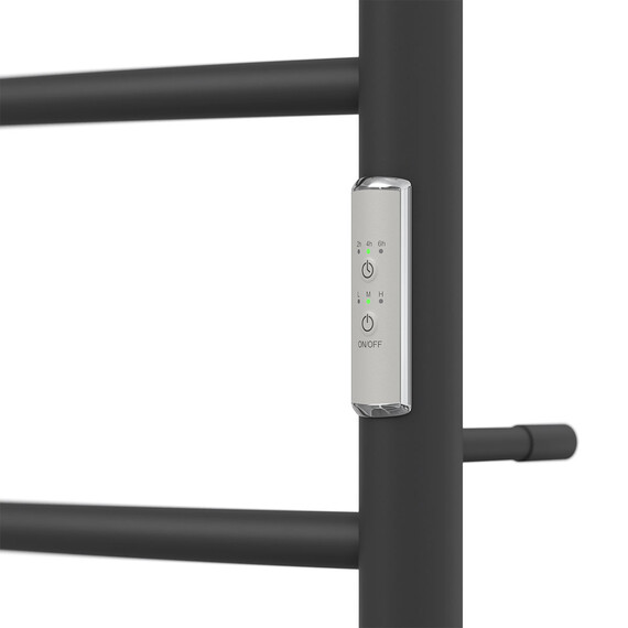 ПОЛОТЕНЦЕСУШИТЕЛЬ ЭЛЕКТРИЧЕСКИЙ POINT АФИНА PN04858PB П5 500X800 С ПОЛКОЙ, ДИММЕР СПРАВА, ЧЕРНЫЙ