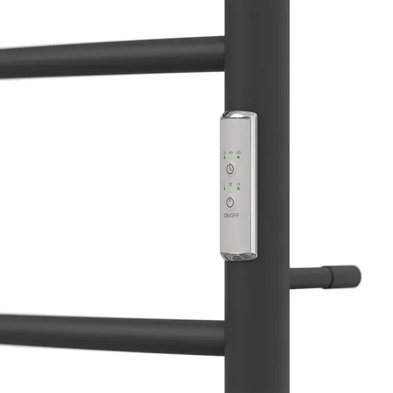 ПОЛОТЕНЦЕСУШИТЕЛЬ ЭЛЕКТРИЧЕСКИЙ POINT АФИНА PN04858PB П5 500X800 С ПОЛКОЙ, ДИММЕР СПРАВА, ЧЕРНЫЙ