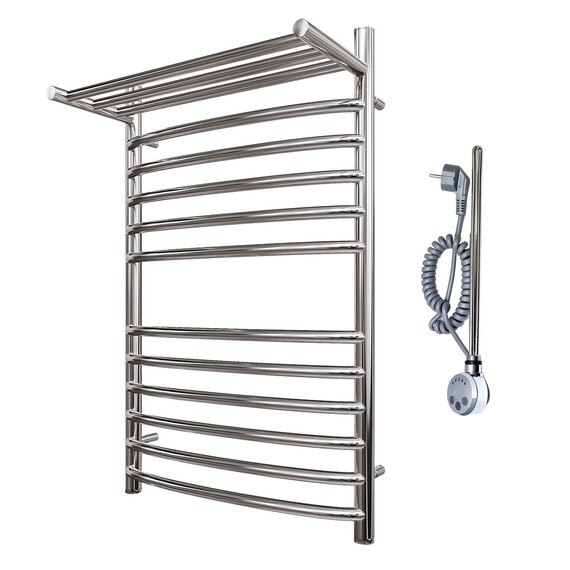 ПОЛОТЕНЦЕСУШИТЕЛЬ ЭЛЕКТРИЧЕСКИЙ POINT АЛЬФА PN05148SPE П11 400X800 С ПОЛКОЙ ЛЕВЫЙ/ПРАВЫЙ, ХРОМ