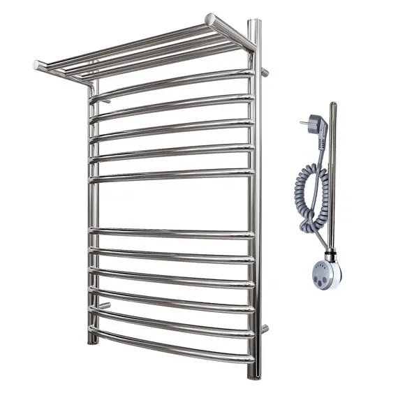 ПОЛОТЕНЦЕСУШИТЕЛЬ ЭЛЕКТРИЧЕСКИЙ POINT АЛЬФА PN05148SPE П11 400X800 С ПОЛКОЙ ЛЕВЫЙ/ПРАВЫЙ, ХРОМ