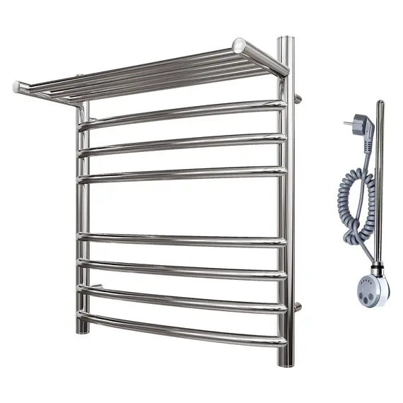 ПОЛОТЕНЦЕСУШИТЕЛЬ ЭЛЕКТРИЧЕСКИЙ POINT АЛЬФА PN05156SPE П7 500X600 С ПОЛКОЙ ЛЕВЫЙ/ПРАВЫЙ, ХРОМ