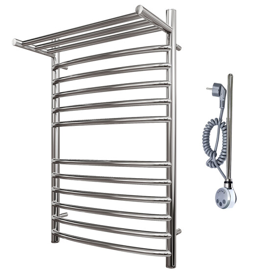 ПОЛОТЕНЦЕСУШИТЕЛЬ ЭЛЕКТРИЧЕСКИЙ POINT АЛЬФА PN05158SPE П11 500X800 С ПОЛКОЙ ЛЕВЫЙ/ПРАВЫЙ, ХРОМ