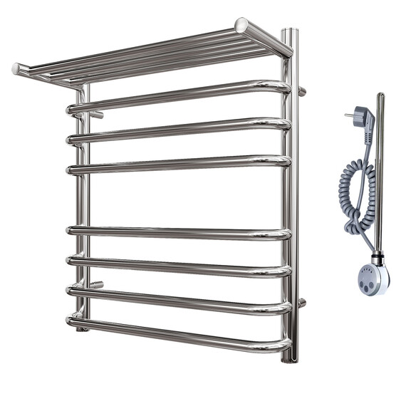 ПОЛОТЕНЦЕСУШИТЕЛЬ ЭЛЕКТРИЧЕСКИЙ POINT НЕПТУН PN09156SPE П7 500X600 С ПОЛКОЙ ЛЕВЫЙ/ПРАВЫЙ, ХРОМ