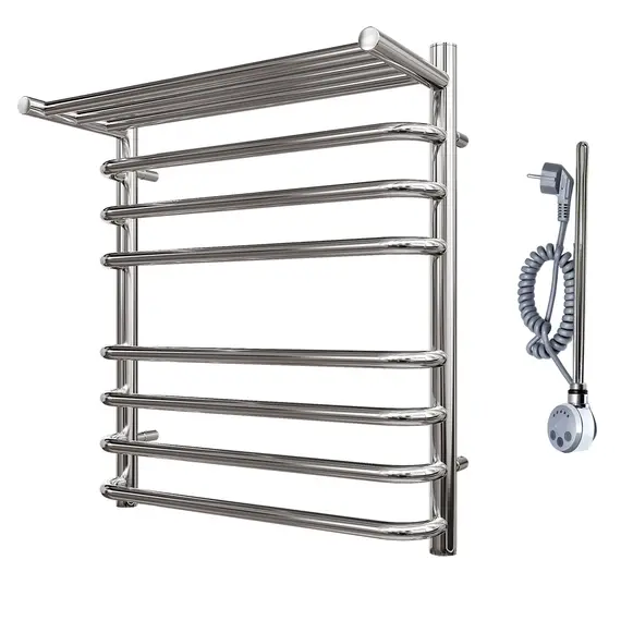 ПОЛОТЕНЦЕСУШИТЕЛЬ ЭЛЕКТРИЧЕСКИЙ POINT НЕПТУН PN09156SPE П7 500X600 С ПОЛКОЙ ЛЕВЫЙ/ПРАВЫЙ, ХРОМ