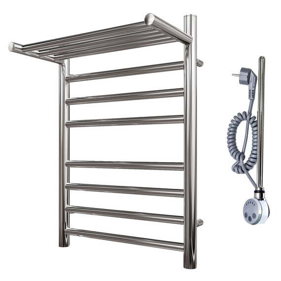 ПОЛОТЕНЦЕСУШИТЕЛЬ ЭЛЕКТРИЧЕСКИЙ POINT АВРОРА PN10146SPE П7 400X600 С ПОЛКОЙ ЛЕВЫЙ/ПРАВЫЙ, ХРОМ