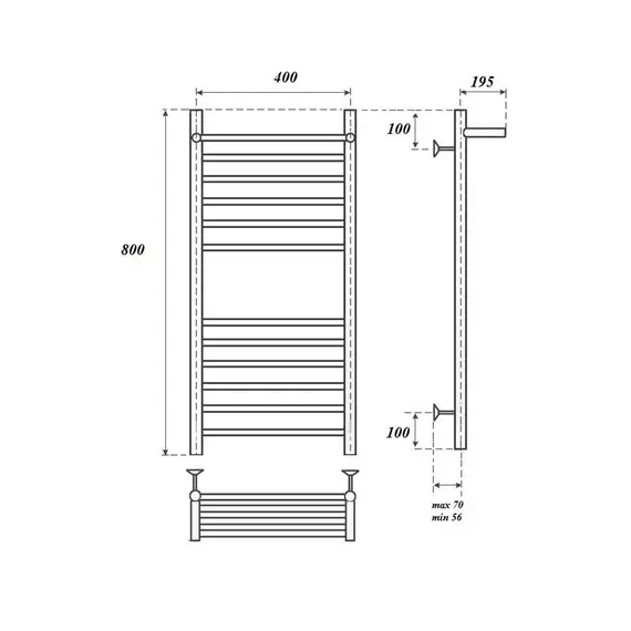 ПОЛОТЕНЦЕСУШИТЕЛЬ ЭЛЕКТРИЧЕСКИЙ POINT АВРОРА PN10148SPE П11 400X800 С ПОЛКОЙ ЛЕВЫЙ/ПРАВЫЙ, ХРОМ