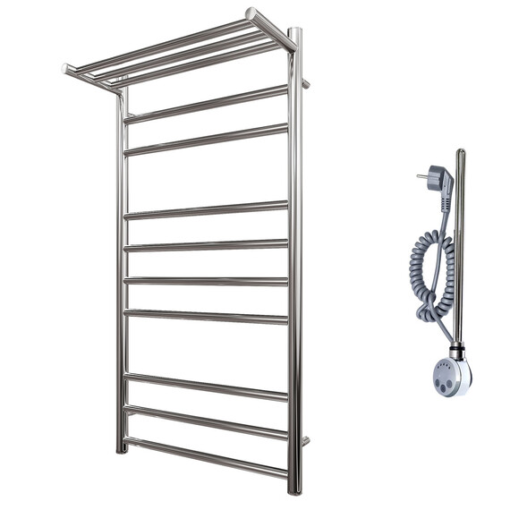 ПОЛОТЕНЦЕСУШИТЕЛЬ ЭЛЕКТРИЧЕСКИЙ POINT АВРОРА PN10150PE П9 500X1000 С ПОЛКОЙ ЛЕВЫЙ/ПРАВЫЙ, ХРОМ