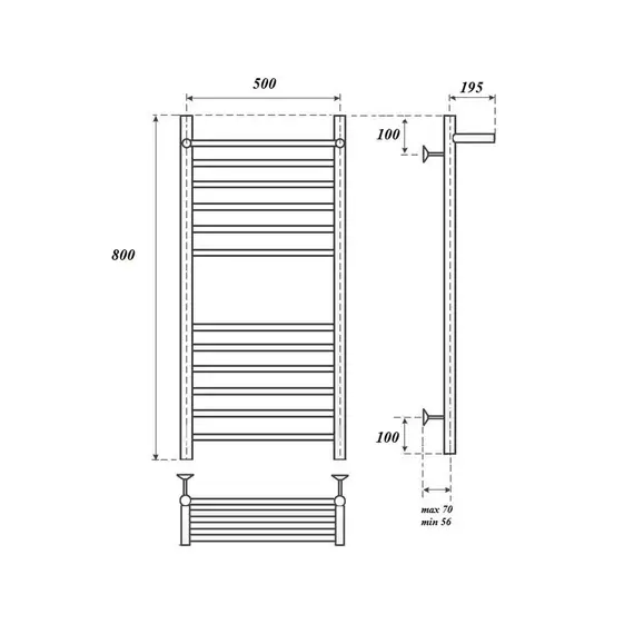 ПОЛОТЕНЦЕСУШИТЕЛЬ ЭЛЕКТРИЧЕСКИЙ POINT АВРОРА PN10158SPE П11 500X800 С ПОЛКОЙ ЛЕВЫЙ/ПРАВЫЙ, ХРОМ
