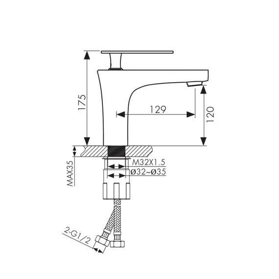 СМЕСИТЕЛЬ KAISER STAR ДЛЯ РАКОВИНЫ С ГАЙКОЙ, ЧЕРНЫЙ