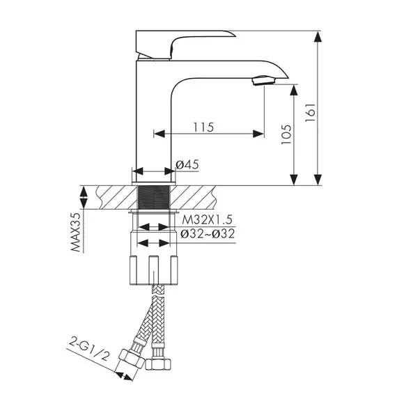 СМЕСИТЕЛЬ ДЛЯ РАКОВИНЫ С ГАЙКОЙ KAISER NOVE