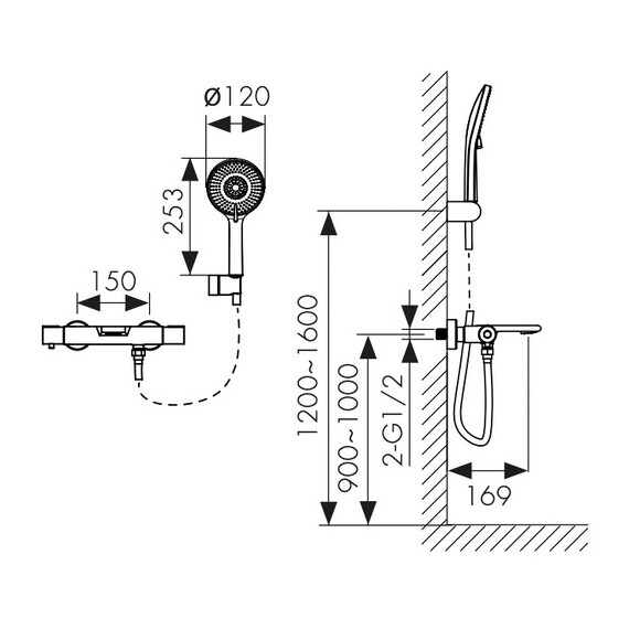 СМЕСИТЕЛЬ KAISER SERIO ДЛЯ ВАННЫ С ТЕРМОСТАТОМ BLACK MATT